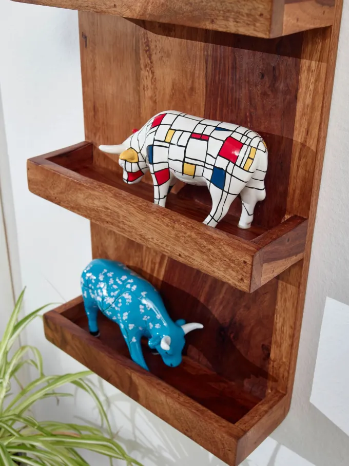 Wandregal FineBuy Hängeregal Holz Massiv 30x80x10 cm Regal Schweberegal Groß