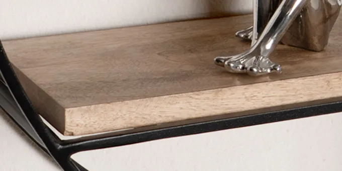 Wandregal FineBuy Hängeregal Holz Metall 70x70x18cm Hängeregal Regal Rund Massiv