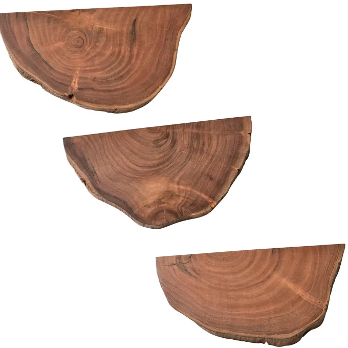 Wandregal FineBuy Pflanzentreppe 3er Set Akazie Vollholz Baumscheibe Wand
