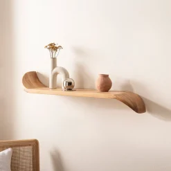 Wandregal Mango Massivholz modern Hängeregal Holz Handgefertigt geschwungen
