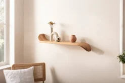 Wandregal Mango Massivholz modern Hängeregal Holz Handgefertigt geschwungen