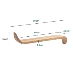 Wandregal Mango Massivholz modern Hängeregal Holz Handgefertigt geschwungen