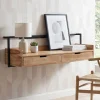Wandschreibtisch 120cm Massivholz Stauraum Schreibtisch für die Wand Schwebend