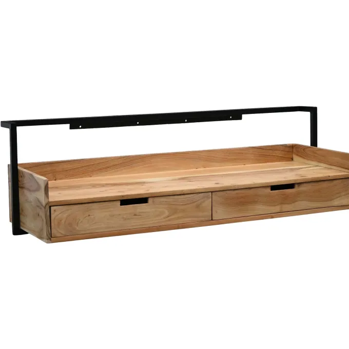 Wandschreibtisch 120cm Massivholz Stauraum Schreibtisch für die Wand Schwebend