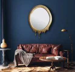 Wandspiegel FineBuy Flurspiegel Oval Metall 50x71 cm Spiegel Flur Hängespiegel