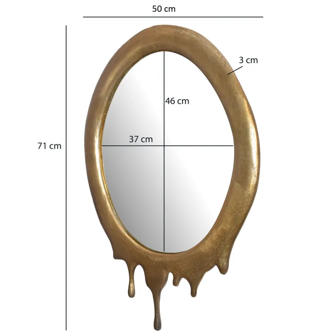 Wandspiegel FineBuy Flurspiegel Oval Metall 50x71 cm Spiegel Flur Hängespiegel