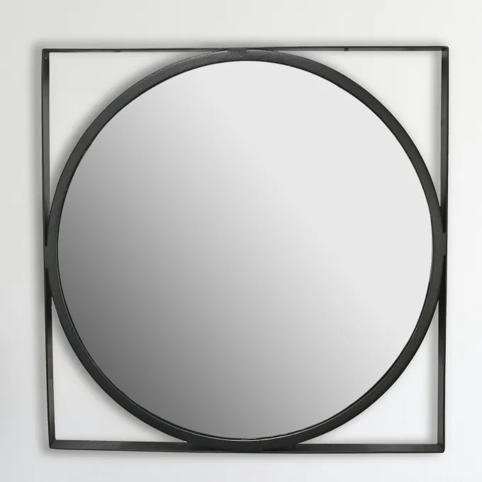 Wandspiegel FineBuy Flurspiegel Rund Metall 54x54 cm Spiegel Hängespiegel
