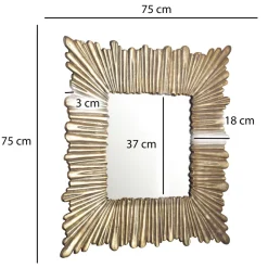 Wandspiegel FineBuy Flurspiegel Quadratisch 75 cm Spiegel Gold Hängespiegel
