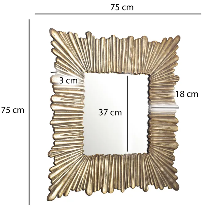 Wandspiegel FineBuy Flurspiegel Quadratisch 75 cm Spiegel Gold Hängespiegel