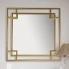 Wandspiegel FineBuy Flurspiegel Quadrat Metall Gold Spiegel Hängespiegel Rahmen
