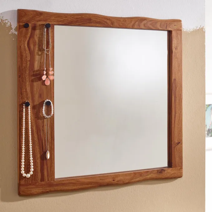 Wandspiegel FineBuy Flurspiegel Holz Massiv 80x80x3 cm Spiegel Flur Diele Groß