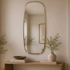 Wandspiegel Flurspiegel Gold Oval 122cm Spiegel Flur Hängespiegel Dekospiegel