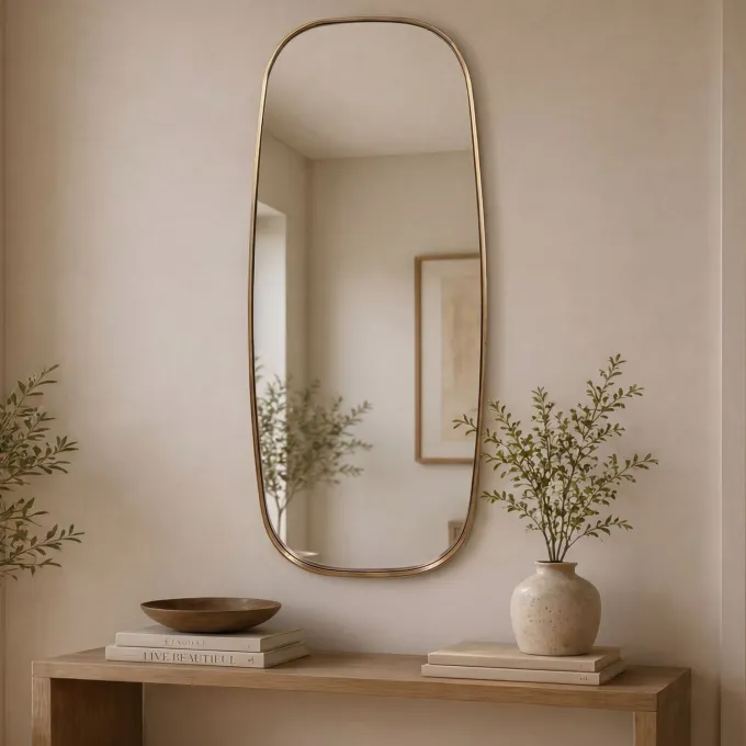 Wandspiegel Flurspiegel Gold Oval 122cm Spiegel Flur Hängespiegel Dekospiegel