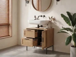 Waschbeckenunterschrank FineBuy Badschrank 60x60x40cm Bad Unterschrank Schublade