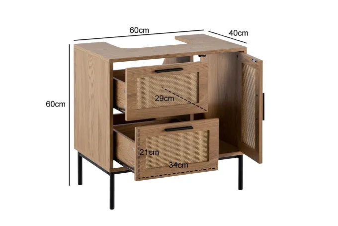Waschbeckenunterschrank FineBuy Badschrank 60x60x40cm Bad Unterschrank Schublade