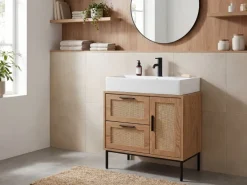 Waschbeckenunterschrank FineBuy Badschrank 60x60x40cm Bad Unterschrank Schublade