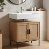 Waschbeckenunterschrank FineBuy Badschrank 60x60x40 cm Unterschrank Eiche Optik