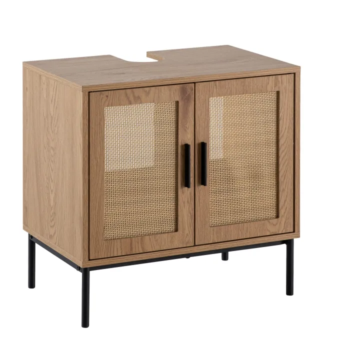 Waschbeckenunterschrank FineBuy Badschrank 60x60x40 cm Unterschrank Eiche Optik