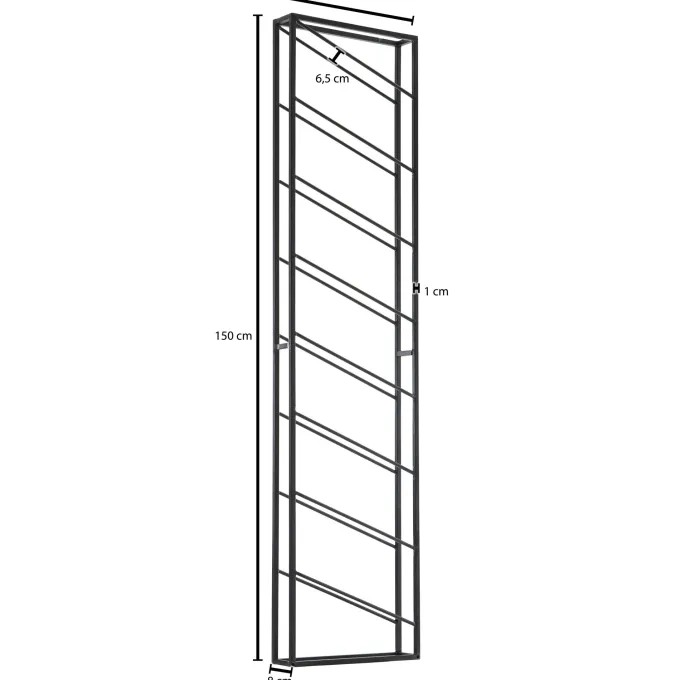 Weinregal FineBuy Flaschenregal Wand 36x150x8 cm Metall Regal Wein Groß Hängend