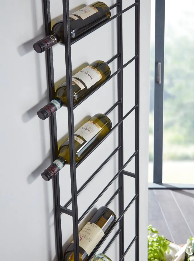 Weinregal FineBuy Flaschenregal Wand 36x150x8 cm Metall Regal Wein Groß Hängend