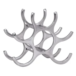 Weinregal Flammen 24cm Alu silber für 6 Flaschen Flaschenhalter Flaschenregal