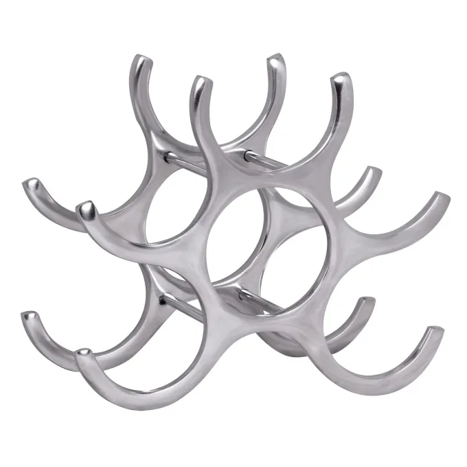 Weinregal Flammen 24cm Alu silber für 6 Flaschen Flaschenhalter Flaschenregal