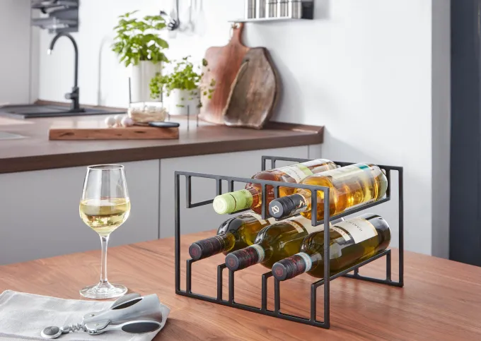 Weinregal 6 Flaschen Weinflaschenhalter Metall Schwarz Weinhalter Weinständer