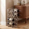 Weinregal Metall 47cm Silber Flaschenregal 11 Flaschen Weinständer Modern