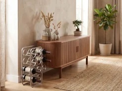 Weinregal Metall 47cm Silber Flaschenregal 11 Flaschen Weinständer Modern
