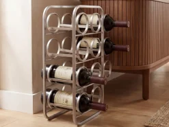 Weinregal Metall 47cm Silber Flaschenregal 11 Flaschen Weinständer Modern