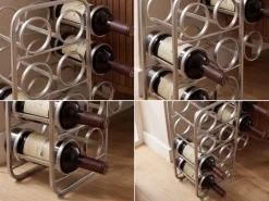 Weinregal Metall 47cm Silber Flaschenregal 11 Flaschen Weinständer Modern