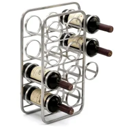 Weinregal Metall 47cm Silber Flaschenregal 11 Flaschen Weinständer Modern