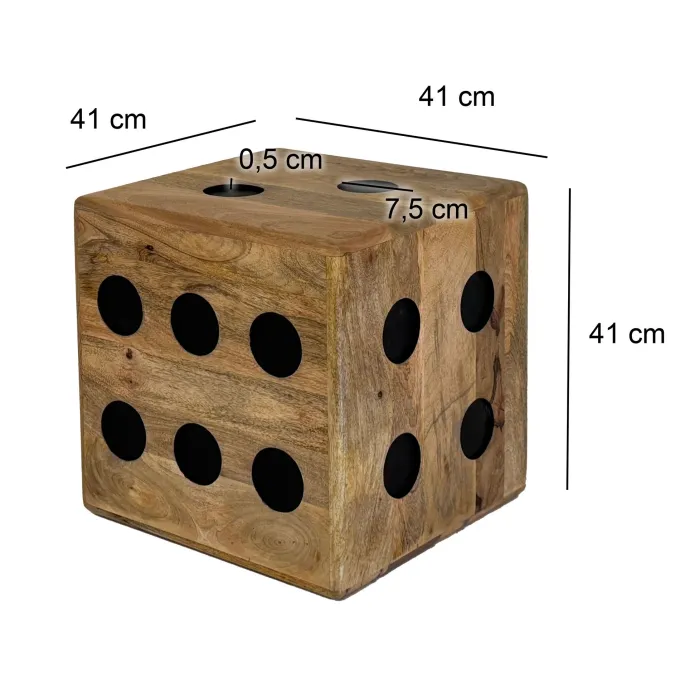 Würfelhocker FineBuy Sitzwürfel Mango Massivholz 41 cm Holzwürfel Beistelltisch
