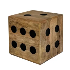 Würfelhocker FineBuy Sitzwürfel Mango Massivholz 41 cm Holzwürfel Beistelltisch