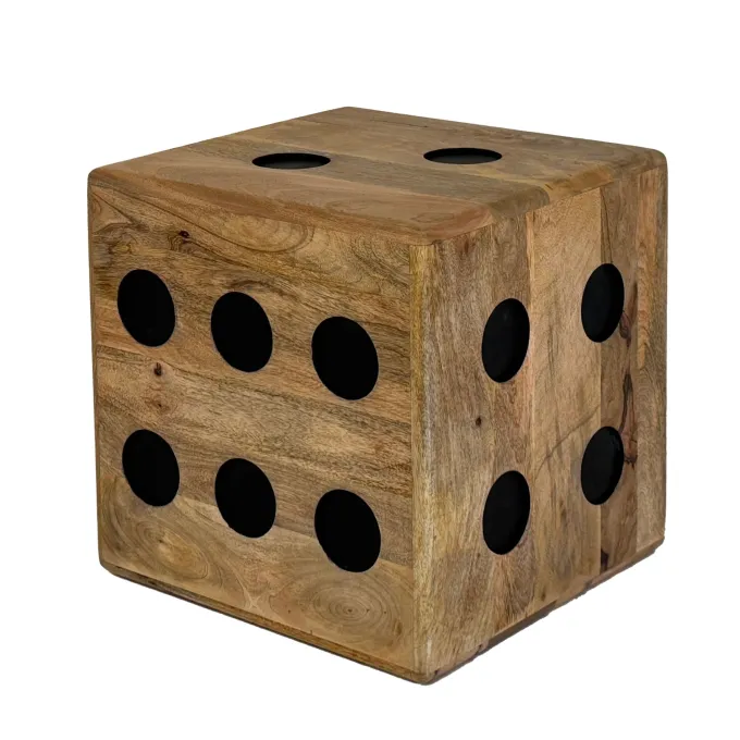 Würfelhocker FineBuy Sitzwürfel Mango Massivholz 41 cm Holzwürfel Beistelltisch
