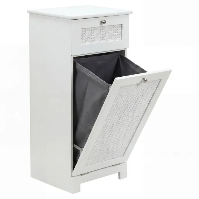 Wäschesammler 38x90x40cm Weiß Nischenschrank Wäschekipper Wäscheschrank Bad